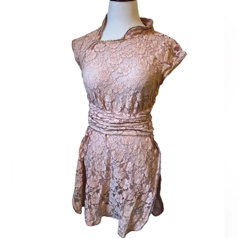 Free People Mandarin Collar Lace Tunic, size small